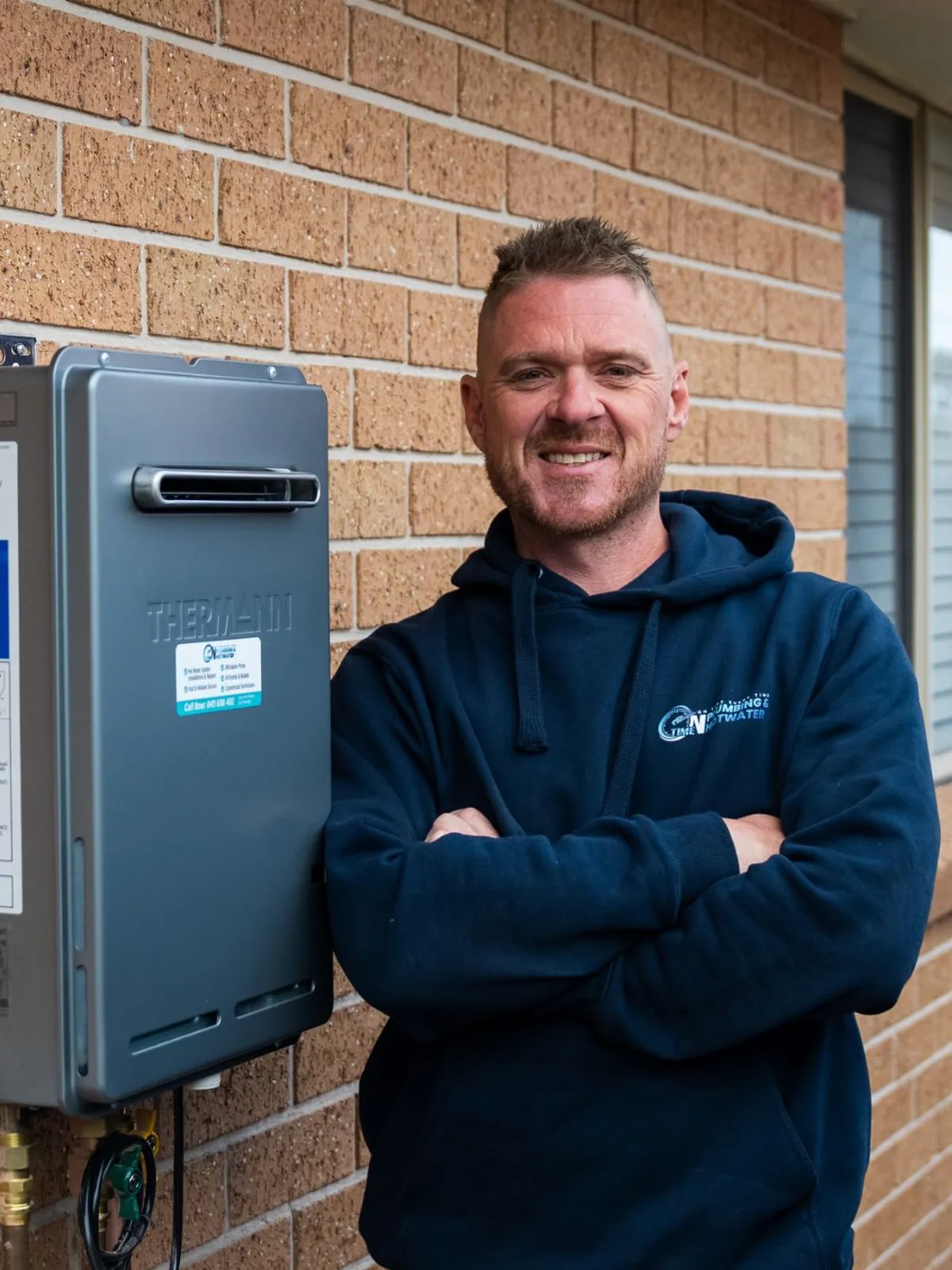 Jared from On Time Plumbing & Hot Water with a Thermann gas hot water system
